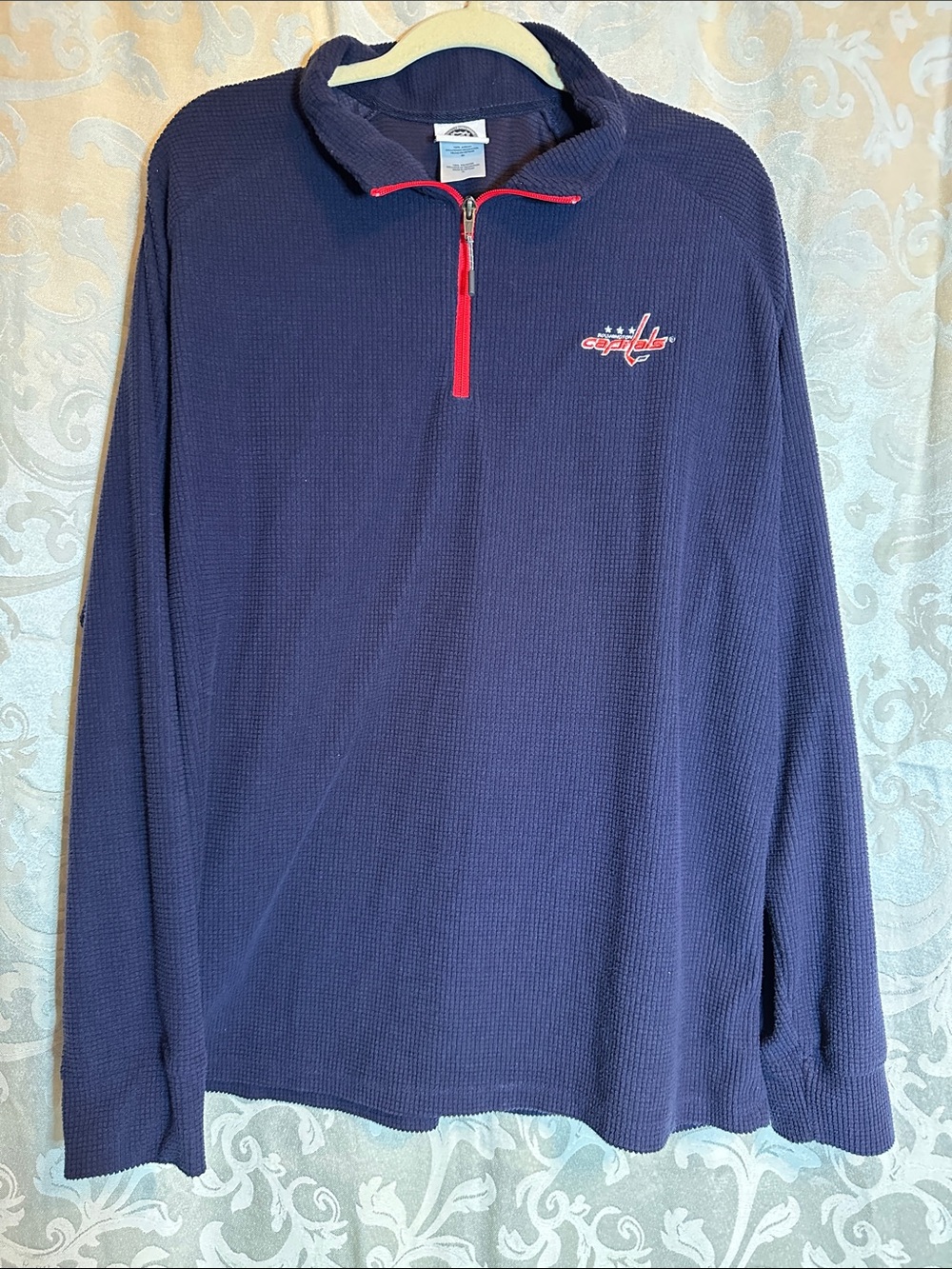 NHL Navy Quarter-Zip Pullover with Red Zip Trim Washington Capitals
